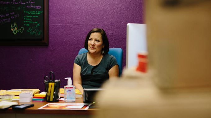 Sara Goldrick-Rab, a higher education professor, raised $133,000 for her Faculty and Student Together Fund, which will be available to students in financial need at the end of January. Goldrick-Rab sits in her office on Aug. 31, 2016. | PATRICK CLARK/ FILE PHOTO