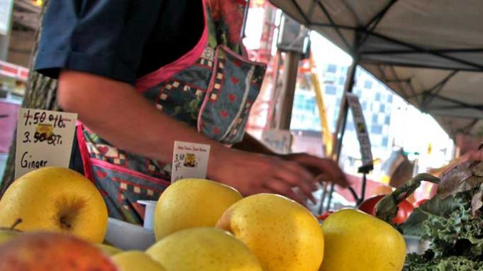 The Food Trust and Office of Community Relations hosts a farmers market on campus every Thursday now through mid-November from 2 p.m. to 6 p.m. ( TIMOTHY VALSHTEIN / TTN )