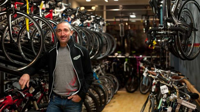 Lee Rogers’ bike shop, Bicycle Therapy, is a stop in Cadence Cycling Foundation’s Philly Poker Bike Tour on Dec. 8. The event will have riders stop at designated bike shops in Philadelphia to collect poker cards. | ALEX UDOWENKO / TTN Lee Rogers’ bike shop, Bicycle Therapy, is a stop in Cadence Cycling Foundation’s Philly Poker Bike Tour on Dec. 8. The event will have riders stop at designated bike shops in Philadelphia to collect poker cards. | ALEX UDOWENKO / TTN