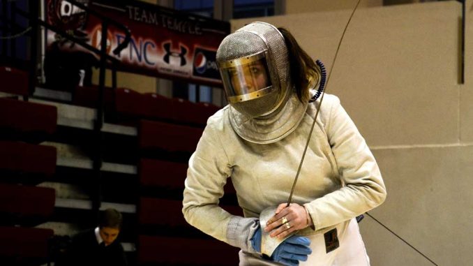 The fencing team competed to a 2-2 record at the Temple Invitational at McGonigle Hall on Feb. 24. The seniors were honored in a pre-match ceremony. | DANIEL PELLIGRINE / TTN