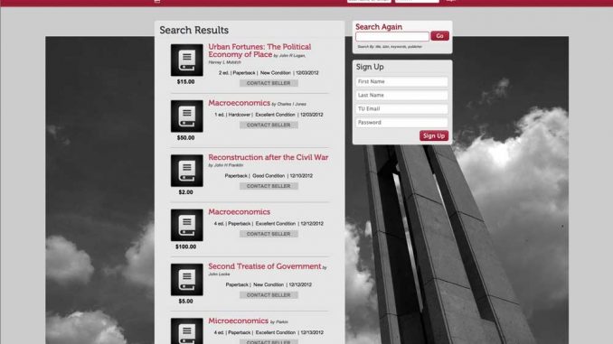 Similar to Craigslist, TU Book X allows users to sell books at their own price and search for books they need posted by other users.
