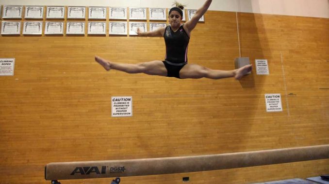 The women’s gymnastics team travels for nine of its 10 matches this season due to budgetary constraints. The cost to host its lone home match, the Ken Anderson Invitational, was $8,885, coach Aaron Murphy said. | KELSEY DUBINSKY / TTN