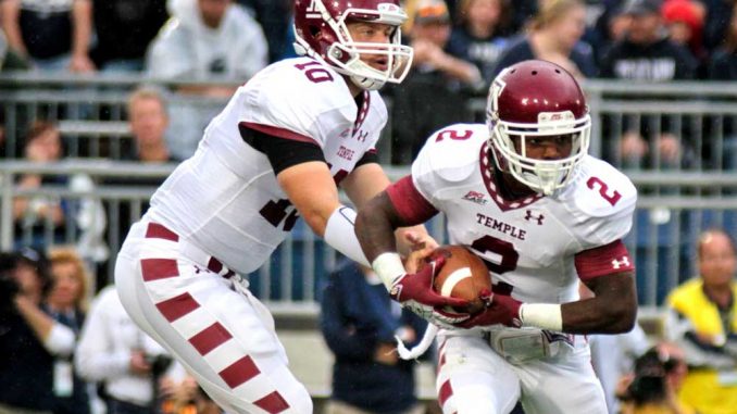 Matt Brown (right) finished his career fourth on the program’s all-time rushing list. The football team returns no starting tailbacks. | TIMOTHY VALSHTEIN / TTN