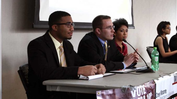 Temple United, led by Darin Bartholomew (center), won this year’s TSG election. | JAZMYNE ANDERSON / TTN