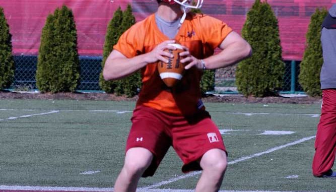 Connor Reilly takes first-team reps in spring ball after two years as a backup under coach Steve Addazio. | AJA ESPINOSA / TTN