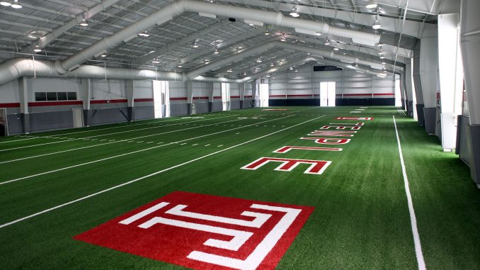 The Student Pavilion's transformation into an indoor football facility has been completed. // 2020 Digital Media