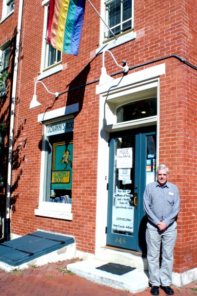 Ed Hermance stands outside of Giovanni's Room, Hermance has been with the store since 1976. | Luis Fernando Rodriguez TTN