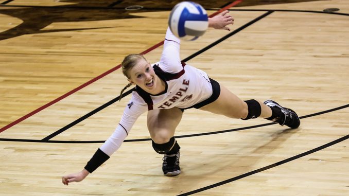 Senior Elyse Burkert collected 50 kills during Temple’s recent homestand. | Hua Zong TTN