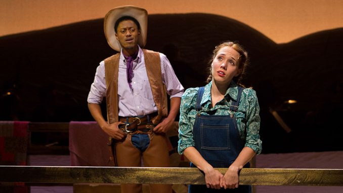 Garrick Morgan (left) played the role of Curly in Boyer College’s ‘Oklahoma!’ | Luis Fernando Rodriguez TTN