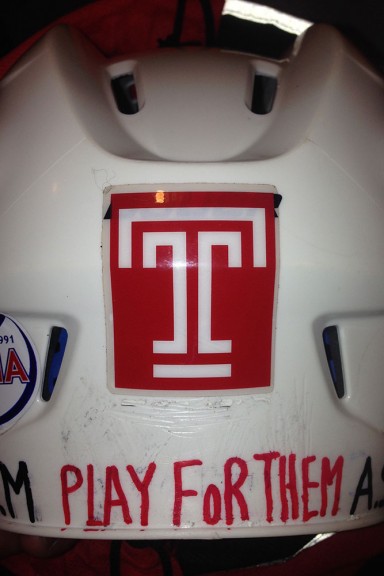 Greg Malinowski wears this helmet in remembrance of his late nephew and best friend. | Courtesy Greg Malinowski  