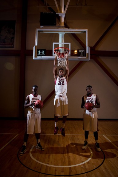 (From left) Quenton DeCosey, Devontae Watson and Dan Dingle will have elevated roles this season, as the Owls are without five of their best players from last season. | Abi Reimold TTN