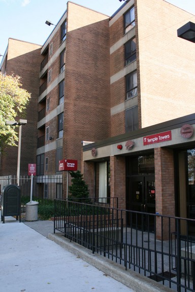 The entrance to Temple Towers. Residence halls have seen a rise in sexual assault reports. | TTN FILE PHOTO