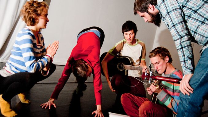 BodyFields Collective members Andy Malanowicz, Bobby Szafranski, Jonathan Childs, Briel Driscoll, and Nikki Roberts rehearse a future performance. | Alex Udowenko TTN