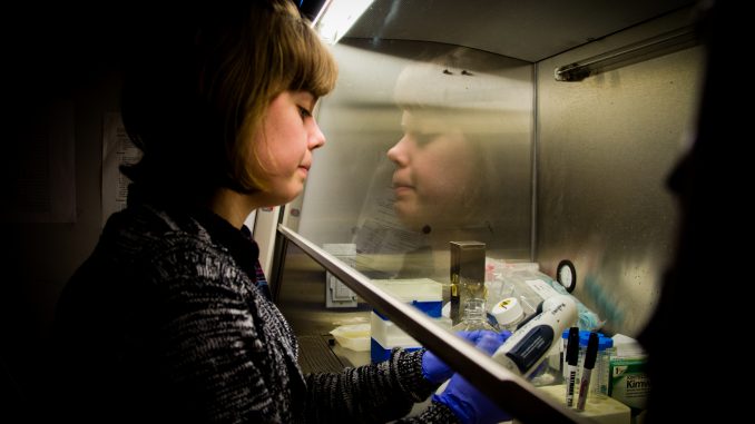 Now in the fifth year of her bioengineering degree, graduate student Elizabeth Curran began her work on the biochip program as a lab assistant. Now she works with Kiani and other students in the lab working with and manipulating live cells. | MEAGHAN POGUE TTN