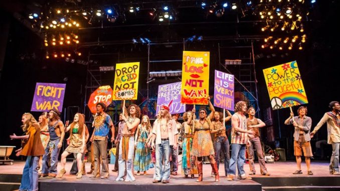 Student-actors who performed “Hair” said participating in the show left them feeling motivated to promote social change in today’s world. The title of the musical reflects the styles of ‘60s era hair, particularly that of the hippie community. | Courtesy JOSEPH LABOLITO