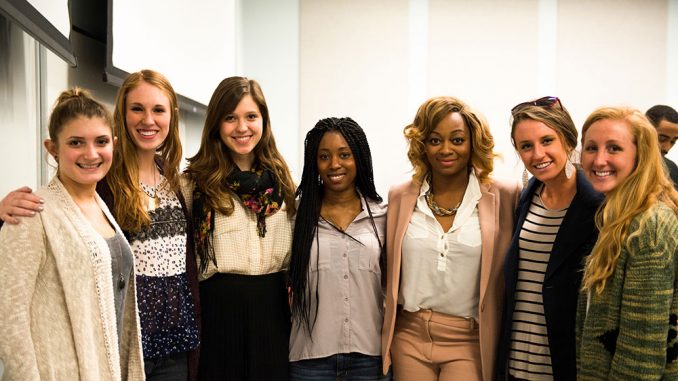 Members of Temple FAB helped create “Work Your Wardrobe.” Jakaila Mustafa (third from right) said they’ve had several guest speakers. | Eric Dao TTN