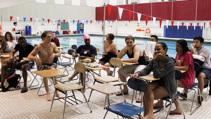 Swimming for the Non-Swimmer fulfills the aquatic requirement for kinesiology majors, but draws participation from many students who never learned to swim when they were growing up. | Claire Sasko TTN