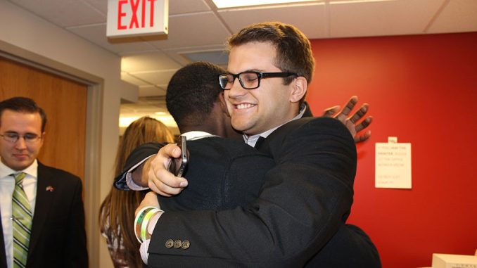 Student Body President-elect Ray Smeriglio (right) embraces Blair Alston after winning office. | John Moritz TTN