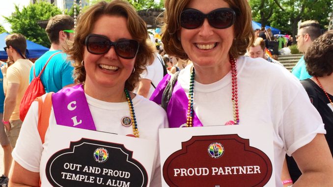 Sandy Ferlanie (left) and Christine Donato marched in the 2014 Pride Festival in June. | COURTESY Ryan carville