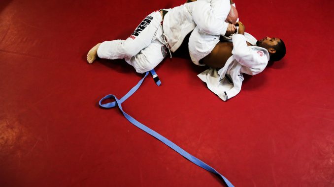 Austin Sampson (right) of Port Richmond trains Jiu-Jitsu at Renzo Gracie Philly on Oct. 26. Andrew Thayer |TTN