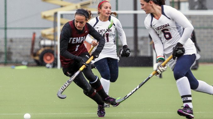 Senior forward Amber Youtz chases after the ball against Connecticut last Saturday. Hua Zong | TTN