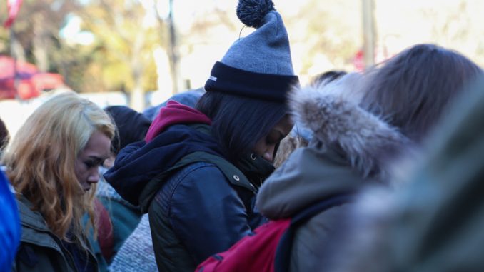 Students and community activists gathered at Founders Circle Jan. 28 to remember Leelah Alcorn, a 17-year-old trans woman who committed suicide a month ago. The event was coordinated by Temple Area Feminist Collective and Temple's Queer Student Union. | JENNY KERRIGAN TTN