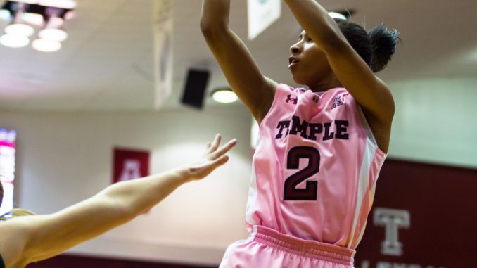 Sophomore guard Feyonda Fitzgerald shoots the ball during the Owls’ 69-58 win against Tulane last Tuesday. | Donald Otto TTN