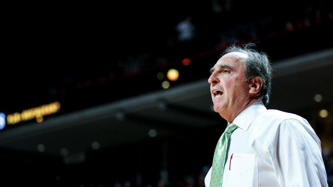 Owls coach Fran Dunphy shouts to his team during the Owls’ 40-37 season-opening win against American University on Nov. 14 at the Liacouras Center. | TTN File Photo Hua Zong