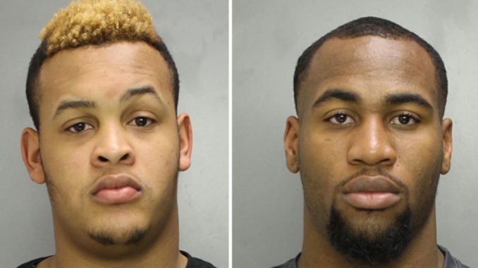 COURTESY PHILADELPHIA POLICE Dion Dawkins (left) and Haason Reddick were arrested March 16.