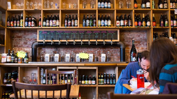 Brew in South Philly offers more than 500 different bottles of beer and 10 different brews on tap. | Kara Milstein TTN