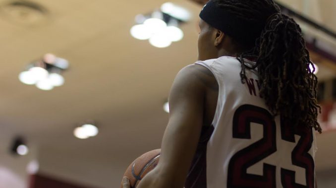 Senior guard Tyonna Williams inbounds the ball during the women’s basketball team’s 80-79 overtime win against North Carolina State in the Women’s National Invitation Tournament. | Donald Otto TTN