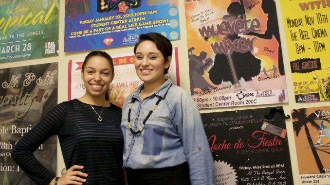 Melonie Collado (left) and Nadia Vanessa Toro are the co-presidents of Asociacion de Estudiantes Latinos on Main Campus. The group organizes events for all other Latino organizations on campus. | Joshua Dicker TTN