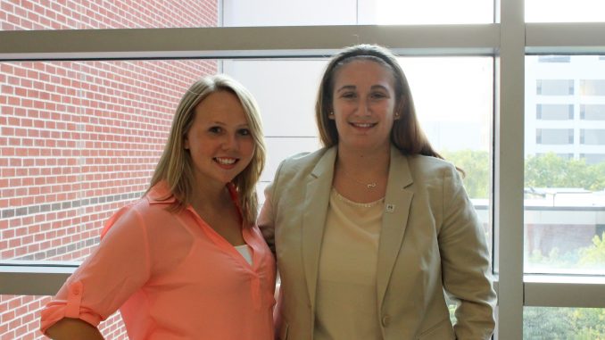 Gabrielle Salomon, (left), and Alison Georgescu held their first meeting for a Special Olympics College Program Thursday, Sept. 3. | Kathryn Stellato TTN