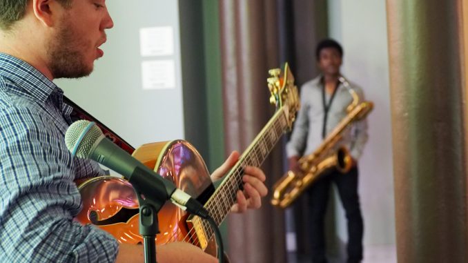 Sean Markey, a senior jazz performance major, performs at The Rite of Swing: Jazz Café at Temple Performing Arts Center Wednesday, Sept. 2. | Tim Mulhern TTN