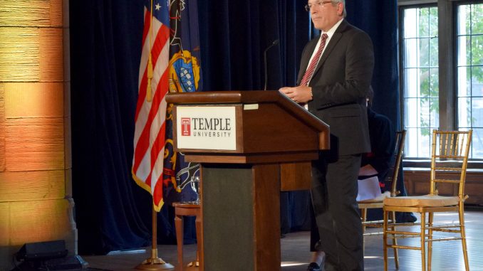 President Theobald speaks at the 2015 State of the University Address Oct. 8 in Mitten Hall. | Abbie Lee TTN