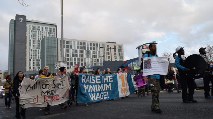 Protesters march down Broad Street toward City Hall during the Million Student March Thursday, Nov. 12. | Geneva Heffernan TTN