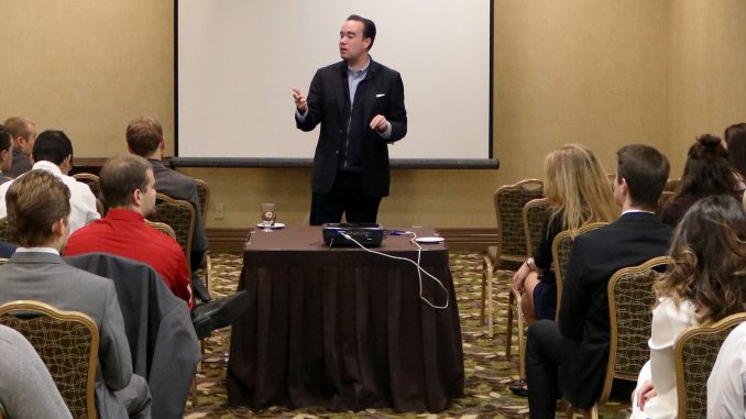 Republican candidate for Philadelphia City Council at-large Terry Tracy speaks to students in attendance at the Pennsylvania Federation of College Republicans Fall Convention Oct. 23. | Evan Easterling TTN