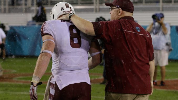 Senior linebacker Tyler Matakevich walks off the field following the Owls' 32-17 loss to Toledo in the Marmot Boca Raton Bowl Nov. 22. | Donald Otto